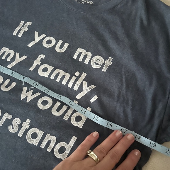 Comfy tee size Small women’s. Roomy. Comfy. Is this your family? - Picture 5 of 5